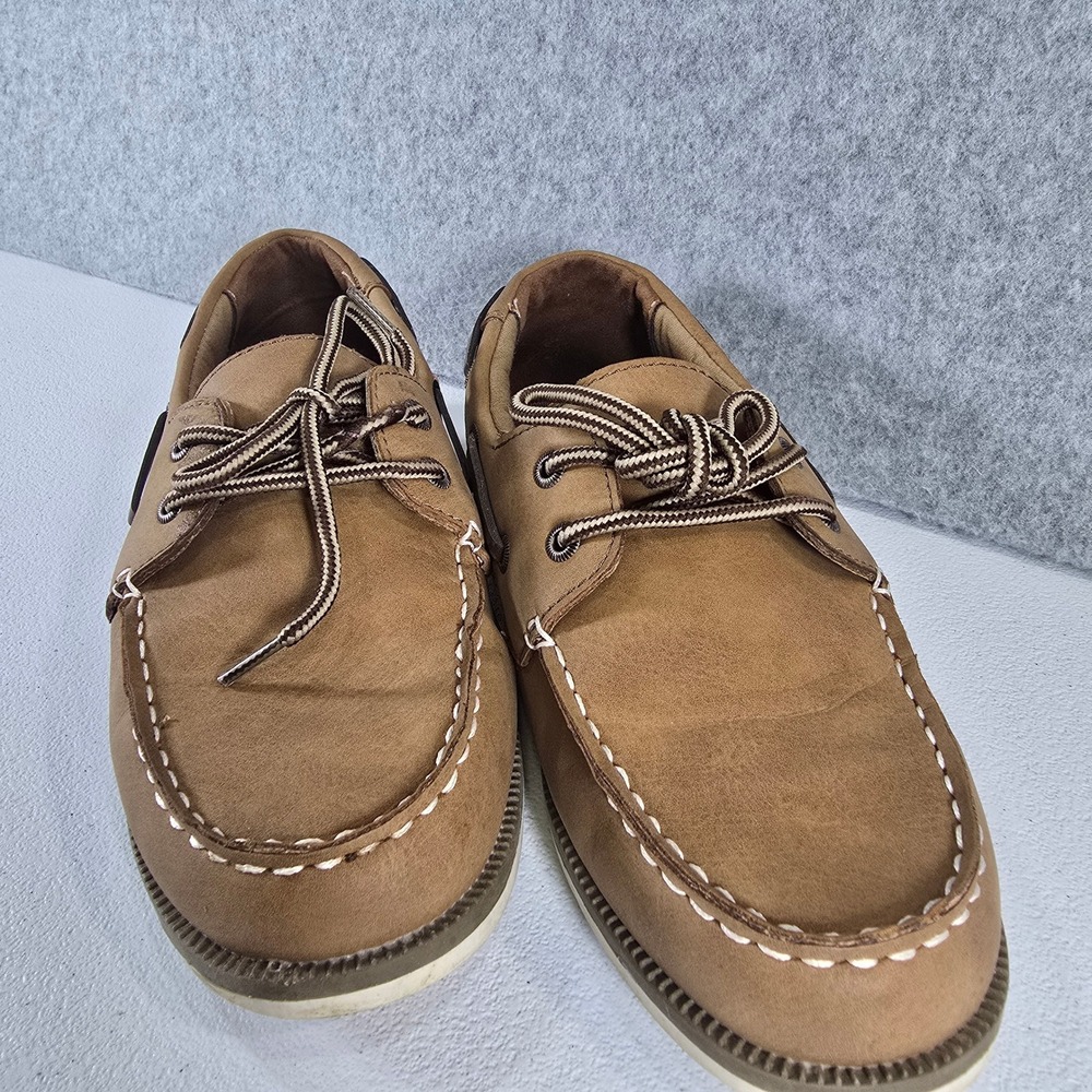 Jack Target Boys Boat Shoes Tan Brown Moc Toe Loafers Size 5 Non-Marking Sole